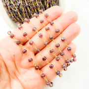 Coated Garnet Gold Plated Wire Chain